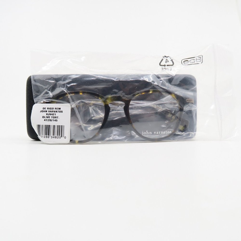 John Varvatos VJV421 47mm Olive Tortoise Oval New Men's Eyeglasses. - Picture 7 of 8